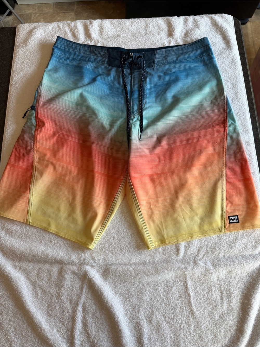 Billabong Men's Gradient Blue to Yellow Ombre Boardshorts